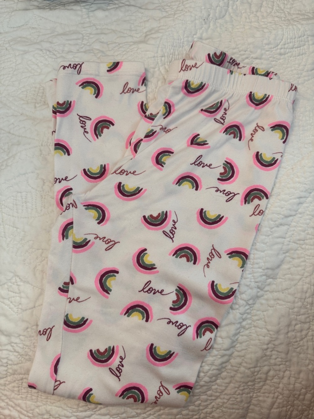 Girls' Pink Rainbow 'Love' Leggings